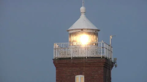 Closeup of an old lighthouse at dusk in Darlowko, Poland. Stock Footage 52319972