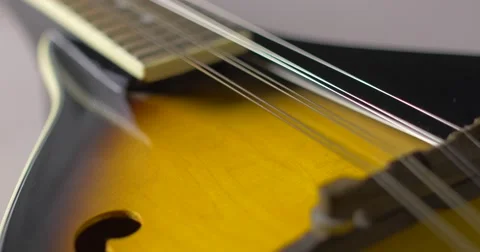 Closeup of old mandolin - macro 1 Stock Footage 63419876