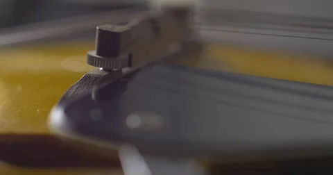 Closeup of old mandolin - macro 3 Stock Footage 63420895