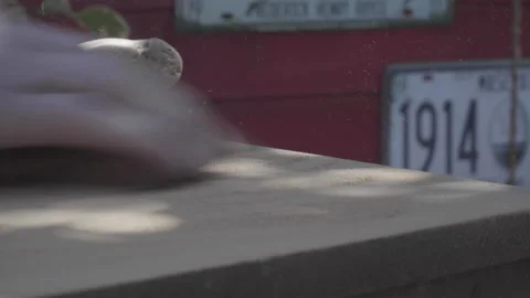Closeup of old man's hand sanding wooden surface Stock Footage 140293484