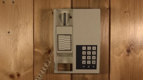 Closeup of an old model wall phone Stock Footage 120485351