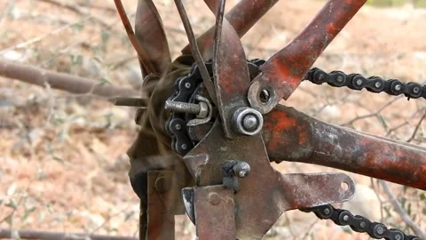 Closeup Of Old Rustic Cycle Chain Stock Footage 324567705