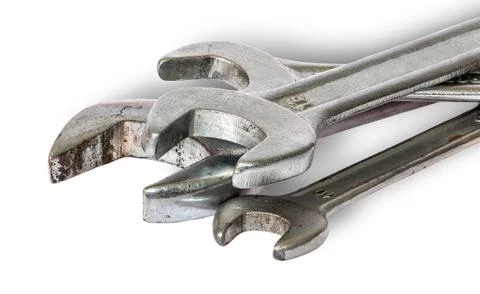 Closeup old set of wrenches Stock Photos