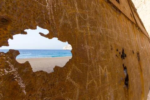 Closeup of an old shipwreck Stock Photos