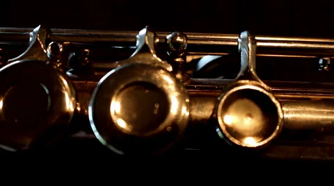 Closeup of Old Silver Flute Keys 스톡 동영상 50177007
