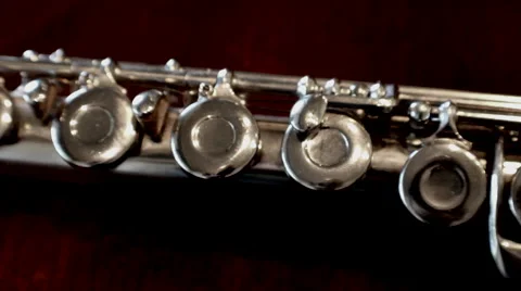 Closeup of Old Silver Flute Keys 스톡 동영상 50178530