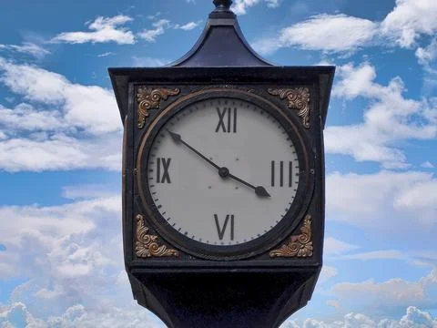 Closeup of an old town clock Stock Photos
