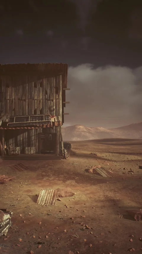 Closeup of old trading post showing textures and gritty elements Stock Footage 326207157