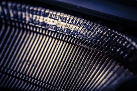 Closeup of old typewriter letters Stock Photos