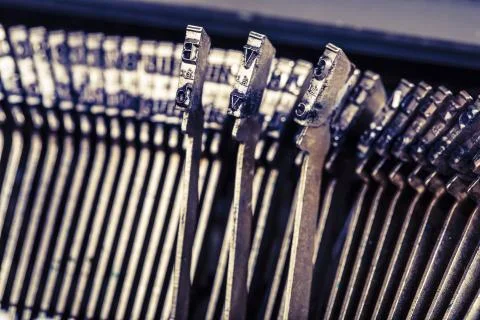Closeup of old typewriter letters Stock Photos