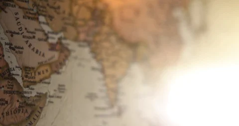 Closeup Old Vintage World map.  Focusing on INDIA, Asia Stock Footage 116990001