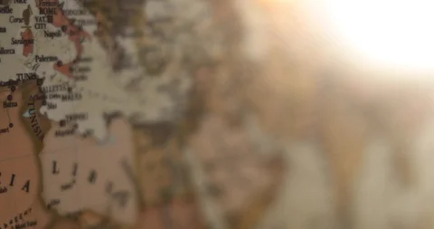 Closeup Old Vintage World map.  Focusing on IRAN, the Middle East. Stock Footage 116990099