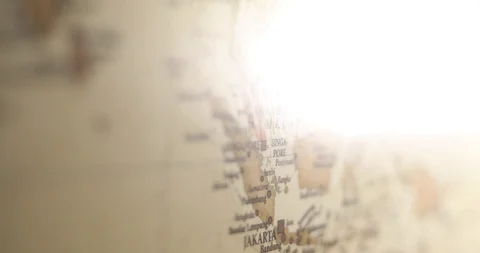 Closeup Old Vintage World map. Focusing on Malaysia, Asia Stockbeeldmateriaal 116990391