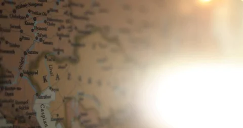Closeup Old Vintage World map. Focusing on Mongolia, Asia Stock Footage 116990532