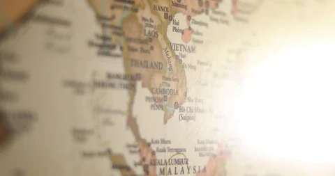 Closeup Old Vintage World map. Focusing on The Philippines, Asia Stockbeeldmateriaal 116990711