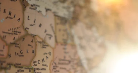 Closeup Old Vintage World map. Focusing on Saudi Arabia Stock Footage 116990812