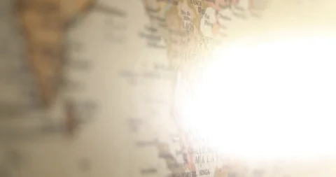 Closeup Old Vintage World map. Focusing on Thiland Stock Footage 116991185