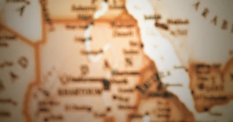 Closeup Old Vintage World map. Focusing on North Africa, Niger Stock Footage 118341790