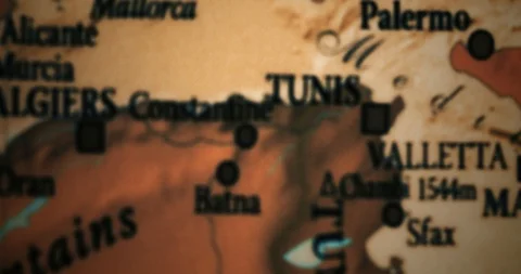 Closeup Old Vintage World map. Focusing on  North Syria, MiddleEast Stock Footage 118342162
