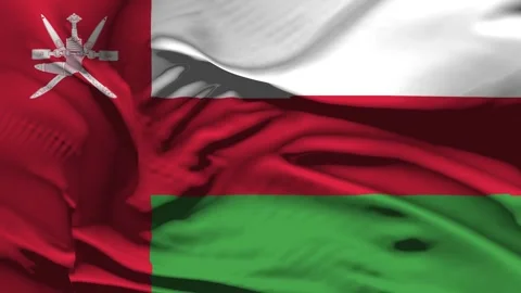 Closeup Oman Flag Wave Loop waving in wind Realistic Oman Flag background Stock Footage 335612020