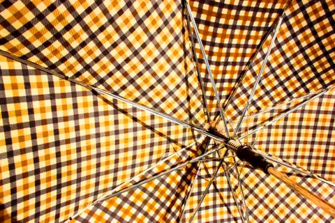 Closeup of open retro patterned umbrella 1 Stock Photos