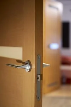 Closeup of opened interior door Stock Photos