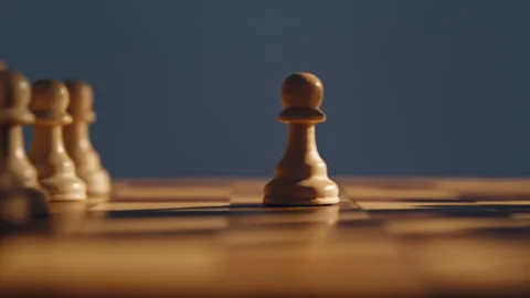 Closeup opponents moving pawns during chess match indoors. Intellectual hobby Stock Footage 332336776
