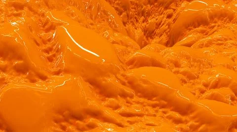 Closeup of orange flowing liquid, 3D render Stock Illustration