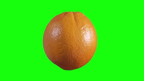 Closeup Orange fruit rotation turning on green screen background. 3D animation. Stock Footage 281980592