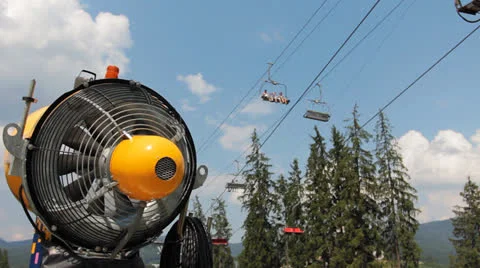 Closeup Of Orange Snow Gun Video stock 26732873