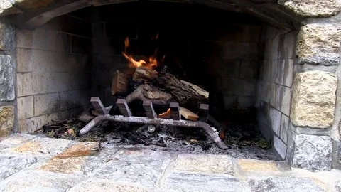 Closeup of an outdoor fireplace Stock-Footage 78252318