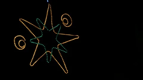 Closeup outdoor led lighting installation at night in Lamongan Stock Footage 111495063