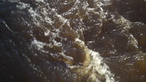 Closeup Overhead view Black River Spring flooding water Michigan's Upper Penn. Stock Footage 312352952