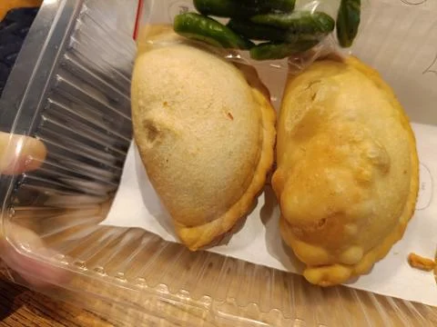 Closeup of packaged fried pastels Stock Photos