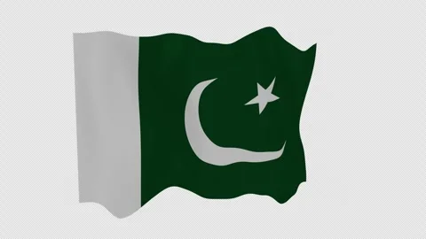 Closeup Pakistan Flag Drifting Alpha Overlay Video stock 342333311