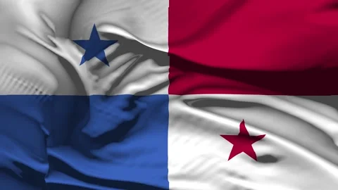 Closeup Panama Flag Wave Loop waving in wind Realistic Panama Flag backgroun Stock Footage 336357539