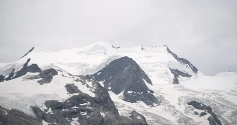 Closeup panoramic view of Pizzo Bernina and Morteratsch Glacier Stockbeeldmateriaal 256163836