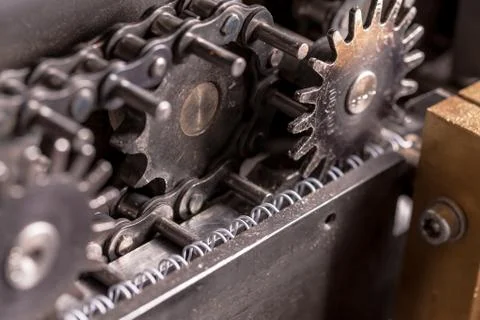Closeup part of an industrial machine Stock Photos