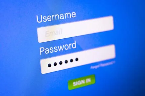 Closeup of Password Box on login background. Online Username and Passwords. Stock Photos