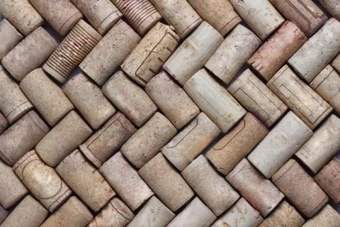 Closeup pattern background of different wine corks Stock Photos
