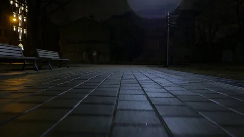 Closeup of pavement at night. 4K UHD Stock Footage 73645335