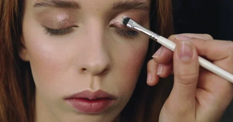 Closeup Of Perfect Nude Make Up Process Stock Video Pond5