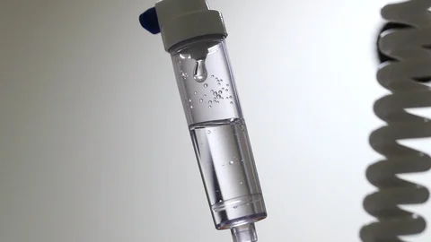 Closeup of Perfusion serum. Close up saline IV drip Stock Footage 111033244