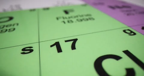 Closeup of periodic table of elements from sulfur to fluorine Stock Footage 280788154