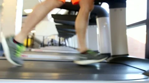 Closeup of person exercising on a treadmill Stock Footage 59130390