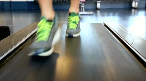 Closeup of person exercising on a treadmill Stock Footage 59130392