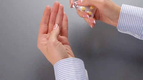 Closeup person using Medication Tablets for health medicine blister pack pill Video stock 336586252