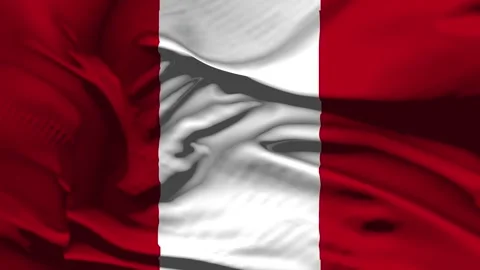 Closeup Peru Flag Wave Loop waving in wind Realistic Peru Flag background Stock Footage 336357532