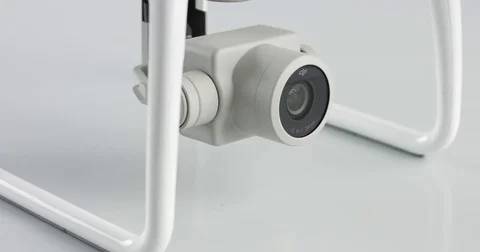 Closeup of phantom 4 dji camera goes to defocus Stock Footage 76995536