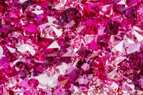 Closeup photo of many small ruby and diamond stones, luxury background. 写真素材